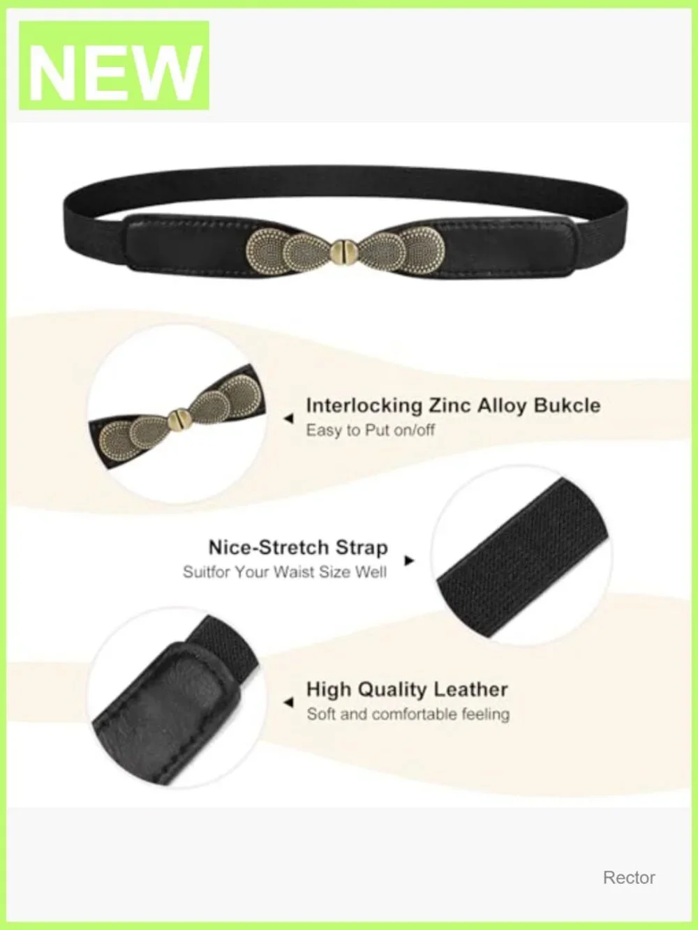 Skinny Elastic Stretch Belt for Dresses Retro Ladies Waist Vintage Thin Belt